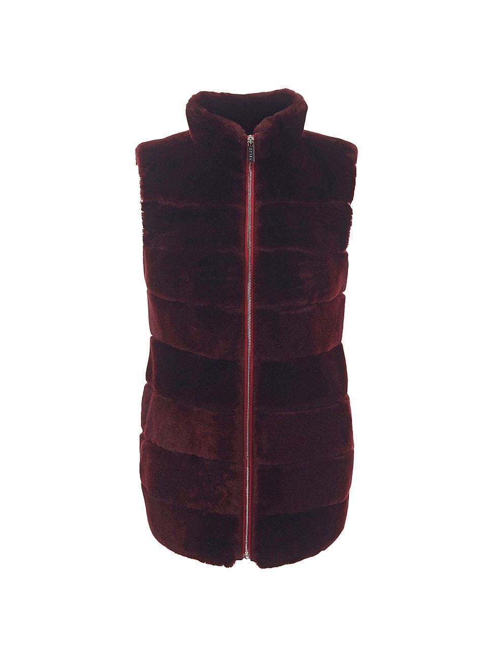 Womens Shearling Lamb Vest With Quilted Back Product Image