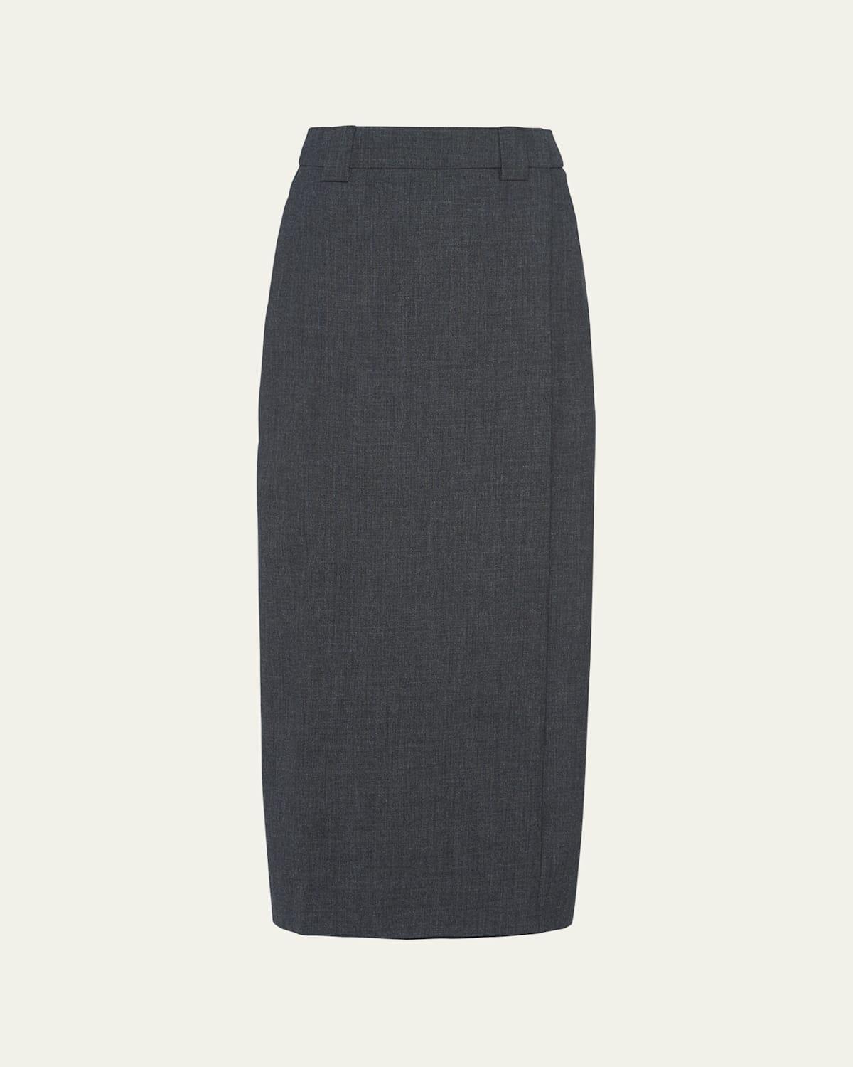 Wrap Wool Midi Skirt In Grey Product Image