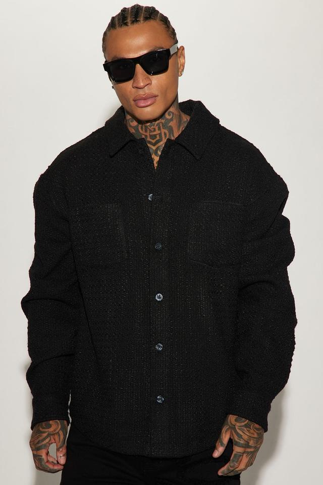 Alex Textured Oversized Shacket - Black Product Image