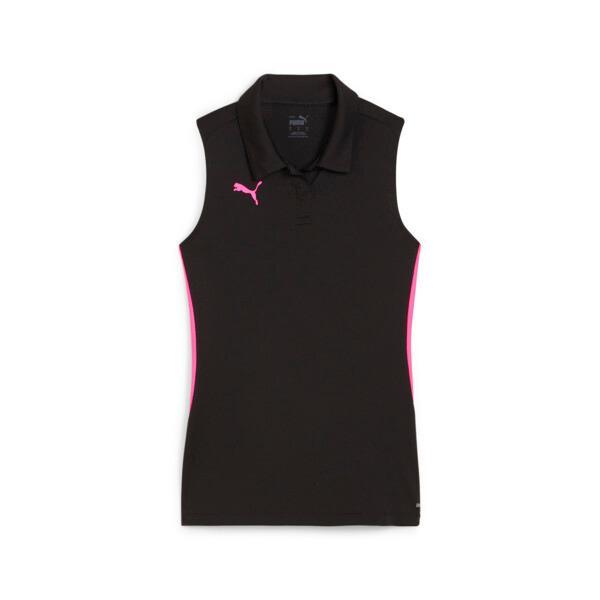 PUMA Individual Women's Sleeveless Court Sports Polo Shirt in Black/Poison Pink Product Image