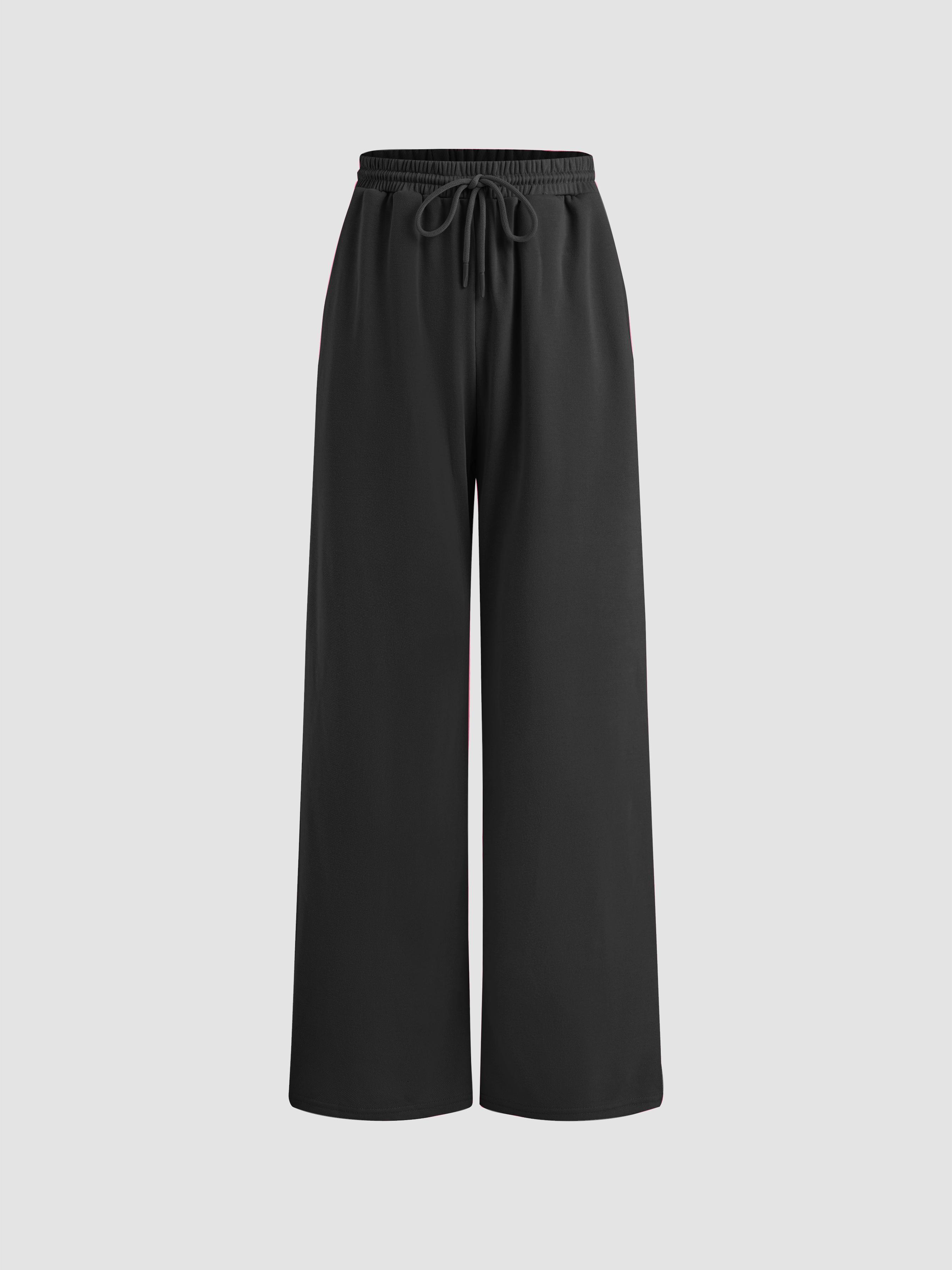 Solid Texture Elastic Waist Trousers  Product Image