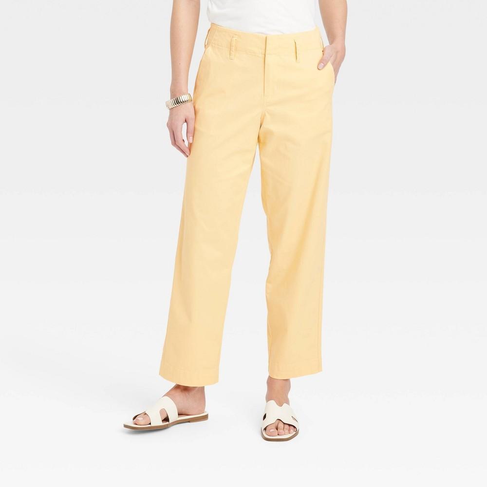 Womens High-Rise Straight Ankle Chino Pants - A New Day Yellow 4 Product Image