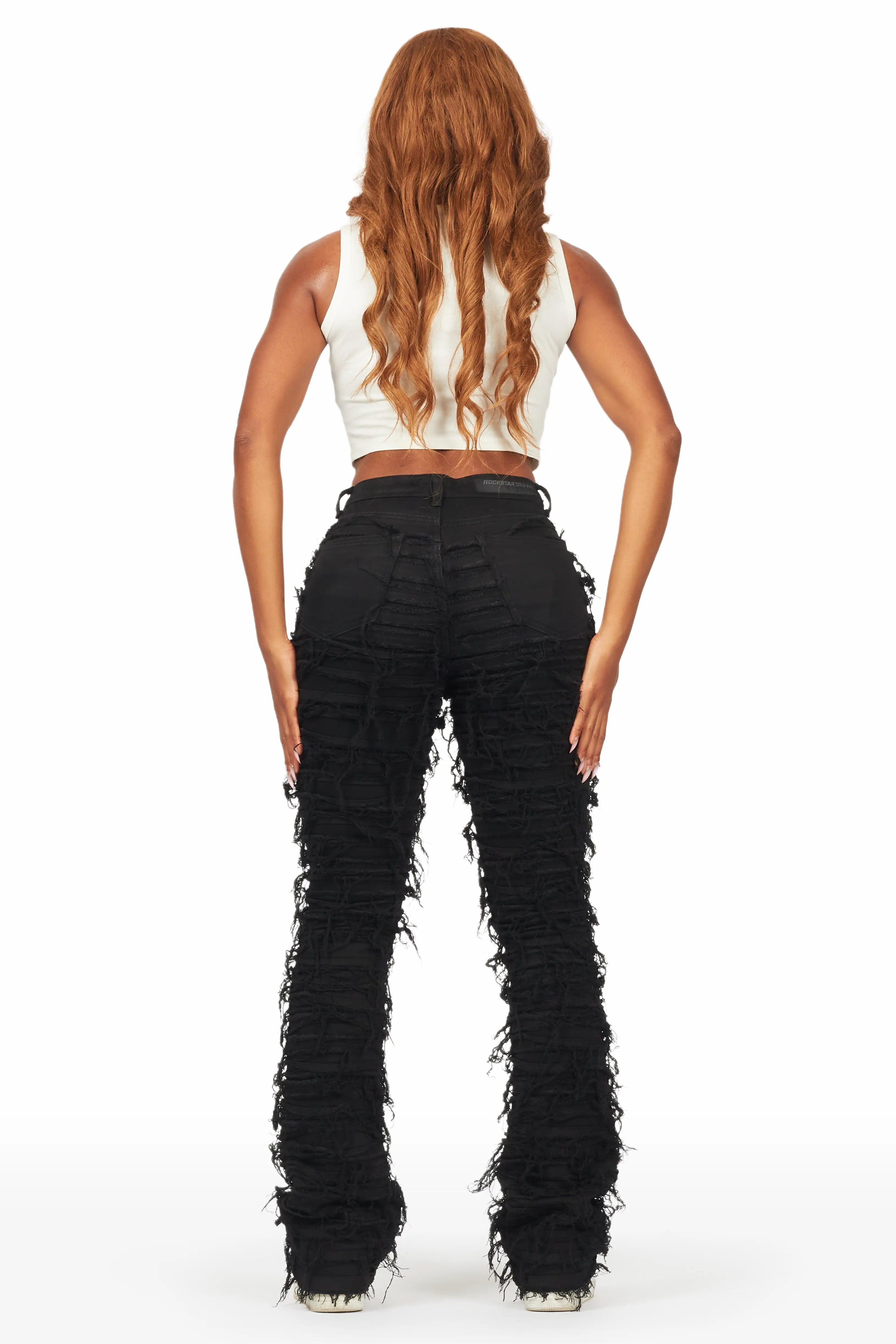 Melany Black Stacked Flared Jean Female Product Image