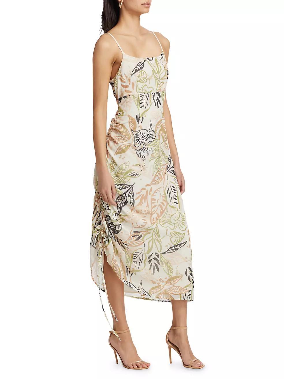 Nina Embroidered Ruched Midi-Dress Product Image