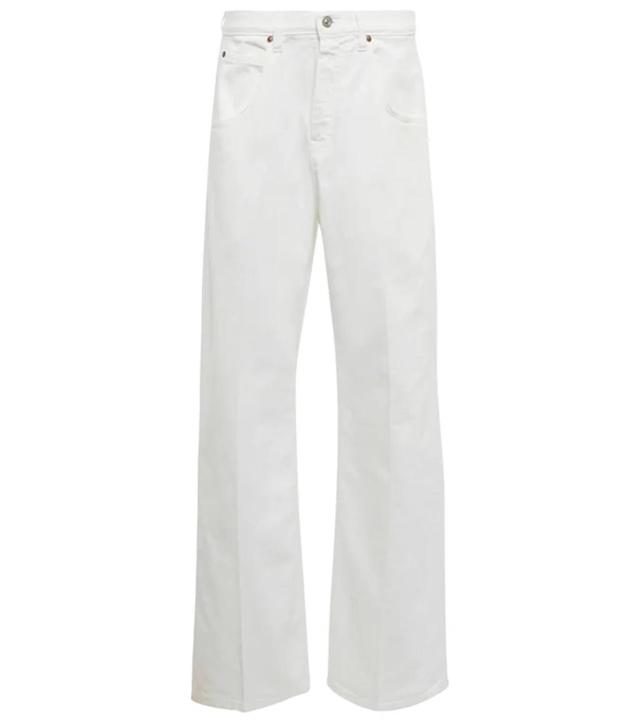 Mia High Rise Wide Cotton Denim Jeans In Raw Ecru Product Image