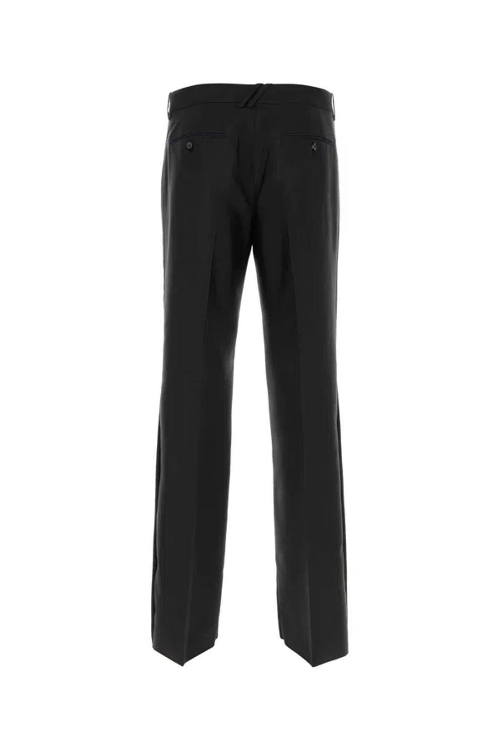 BURBERRY Wide-leg Wool Blend Pants For Men In Black Product Image