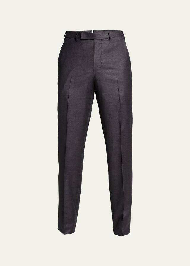 ZEGNA Flat Front Slim Fit Wool Pants Product Image