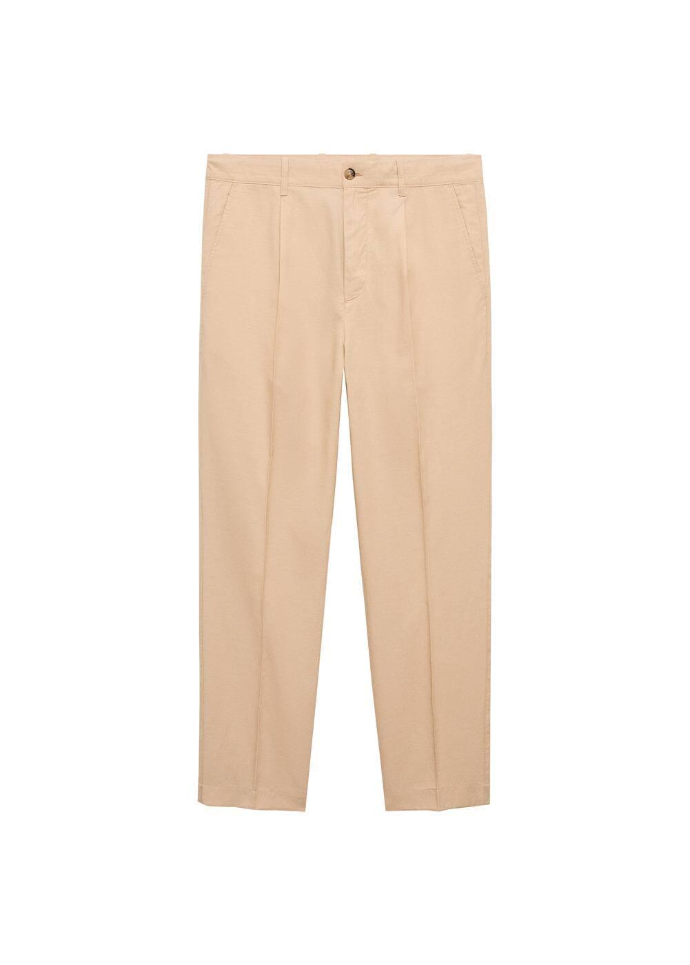 MANGO MAN - Cotton lyocell pleated pants vanillaMen Product Image