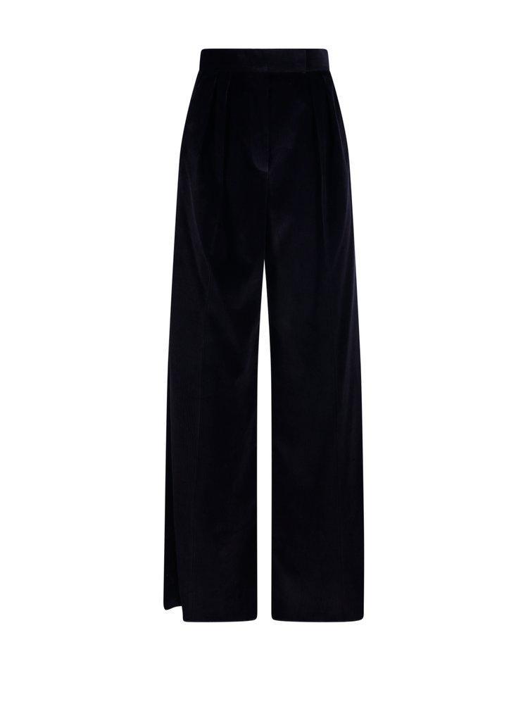 High Waist Wide Leg Trousers In Blue Product Image