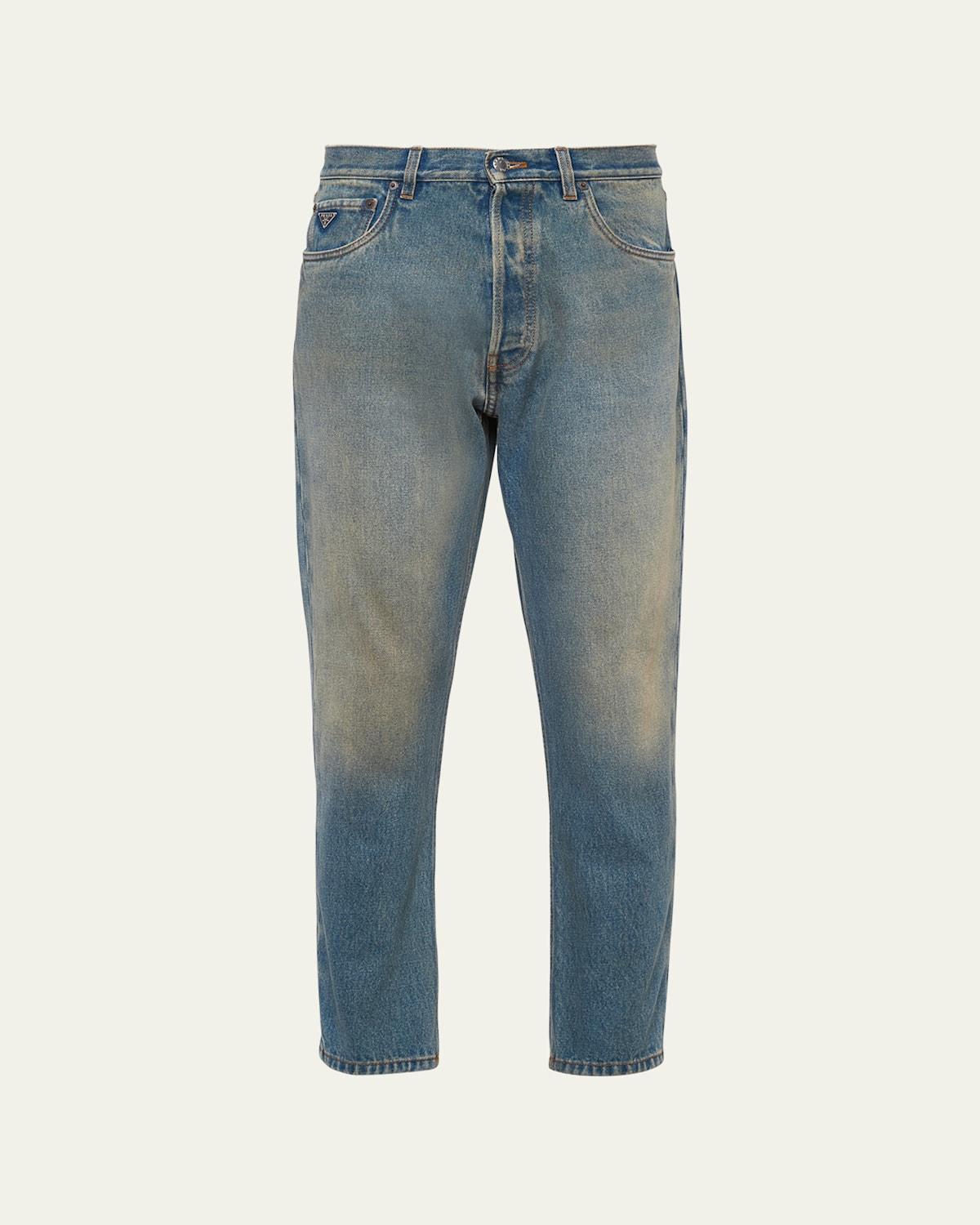 Mens Light Treated Denim Jeans Product Image