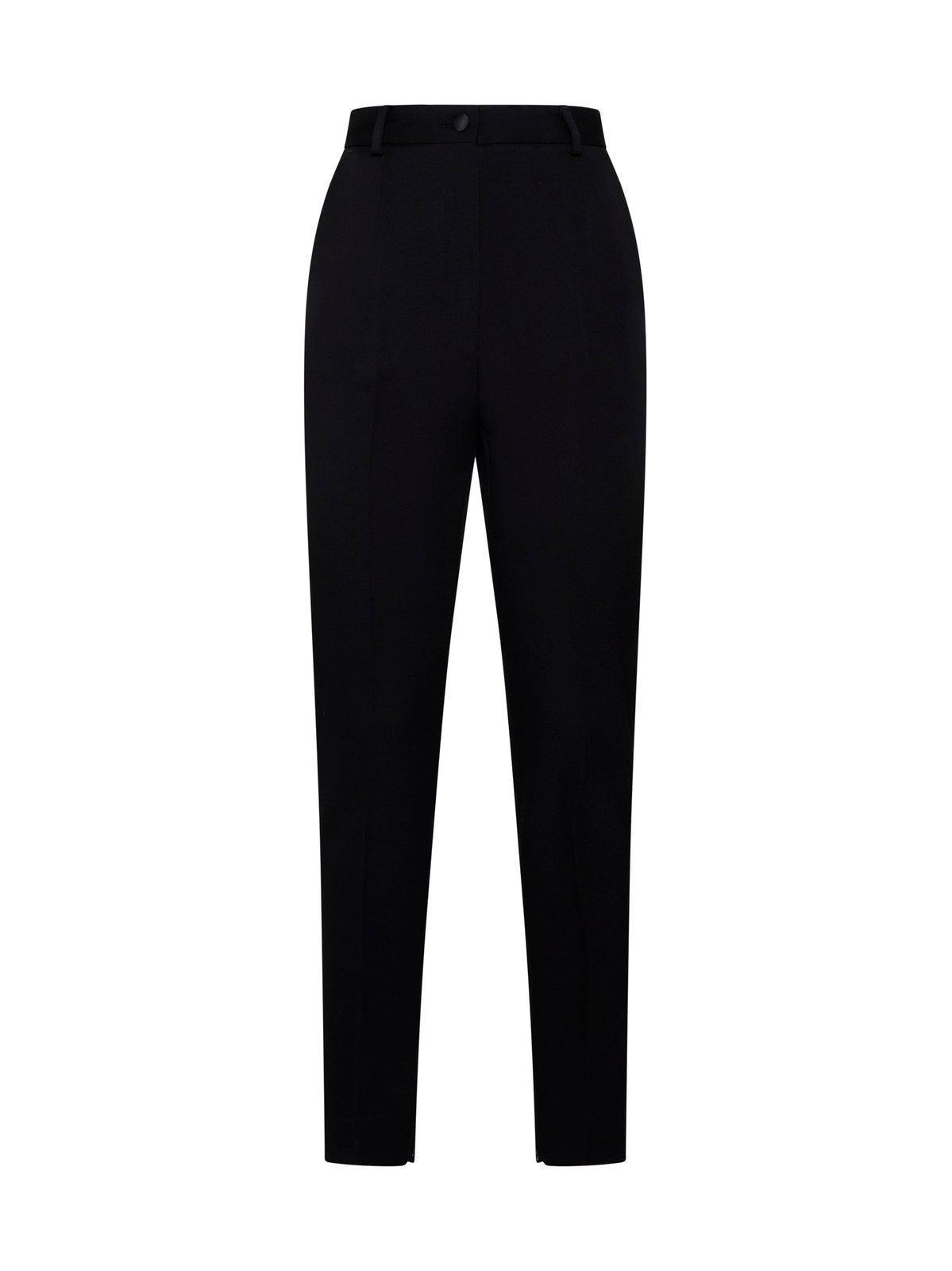 DOLCE & GABBANA Tailored Wool Gabardine Tuxedo Pants In Black Product Image