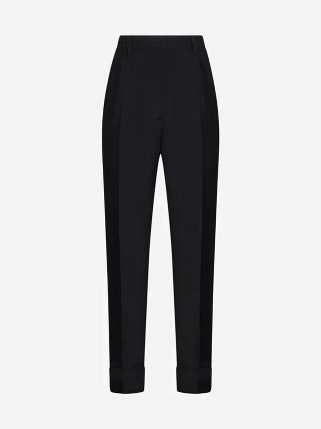 DOLCE & GABBANA Tailored Wool Gabardine Tuxedo Pants In Black Product Image