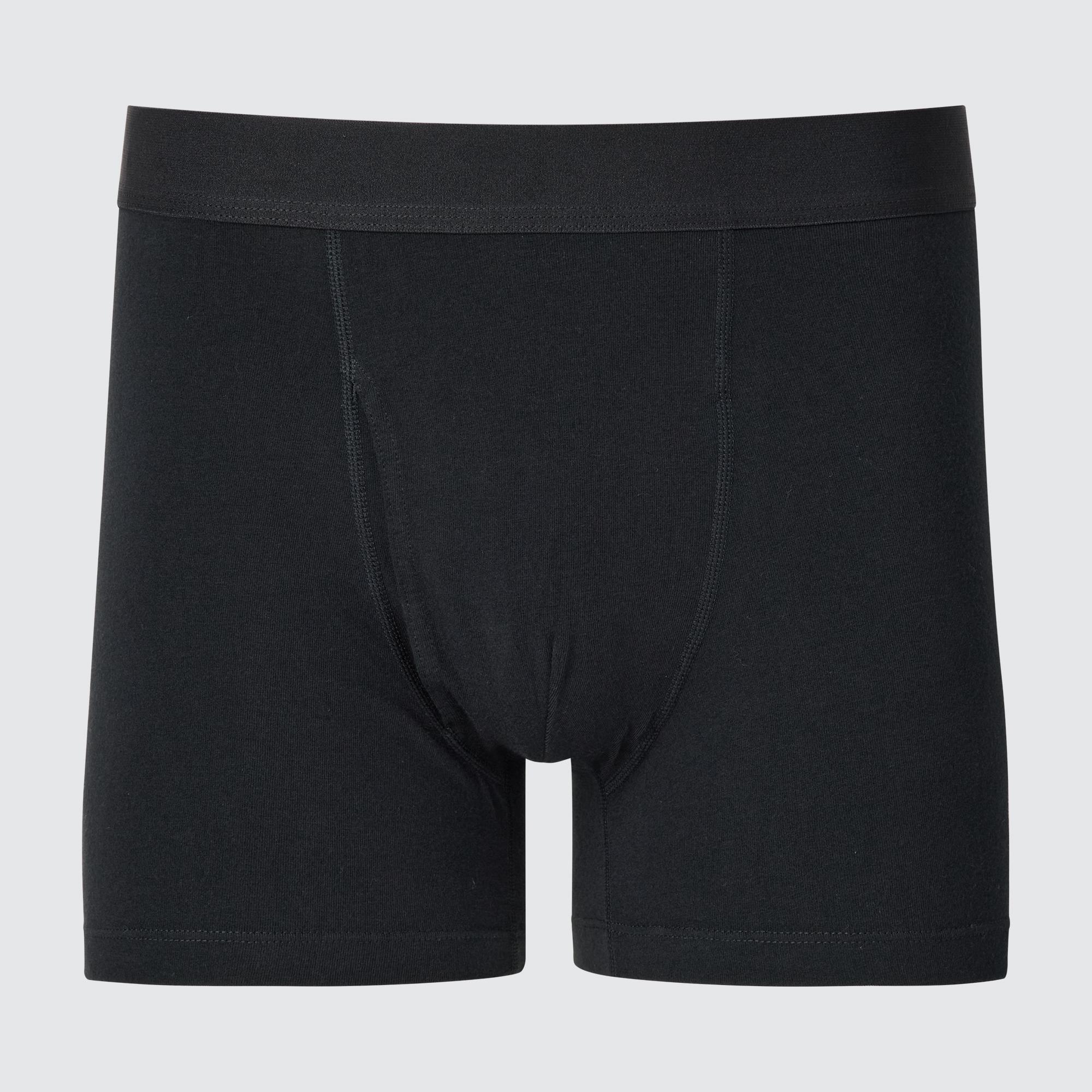 Mens Cotton Waist Striped Boxer Briefs with Deodorizing Black Small UNIQLO US Product Image