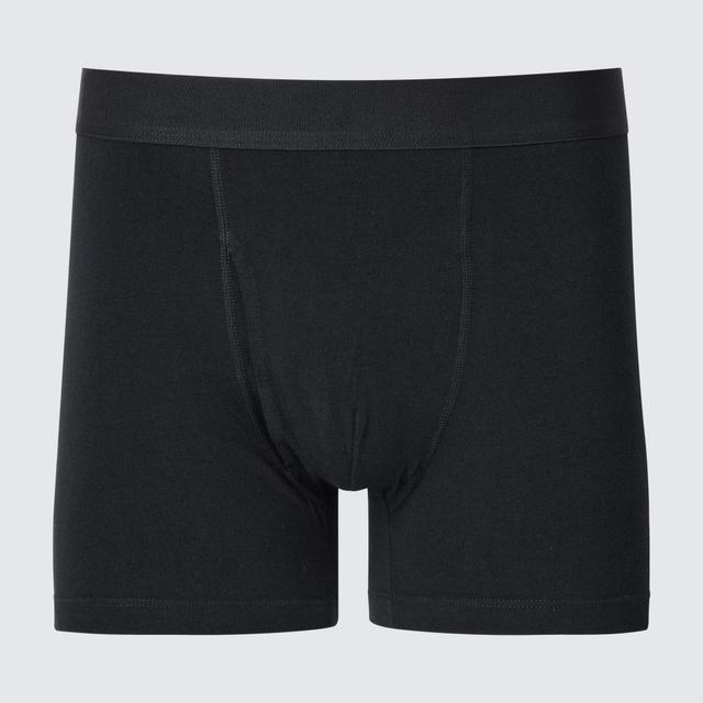 Mens Cotton Boxer Briefs with Deodorizing Black Small UNIQLO US Product Image