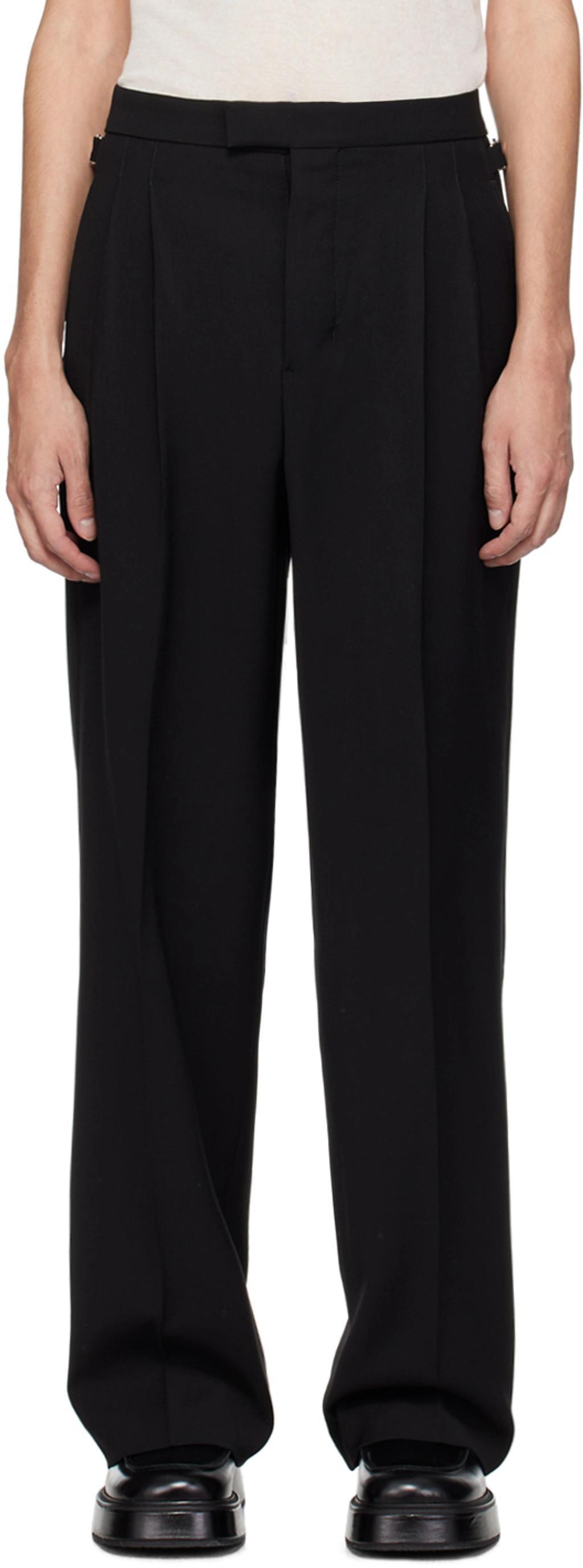 Black Pleated Trousers In Black/001 Product Image