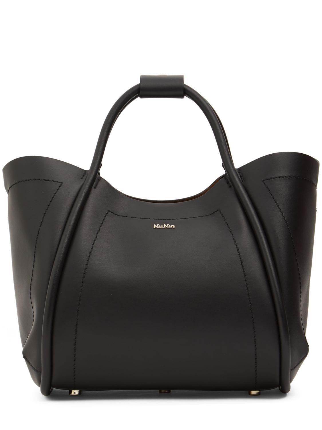 Medium Marin Leather Tote Bag In Black Product Image