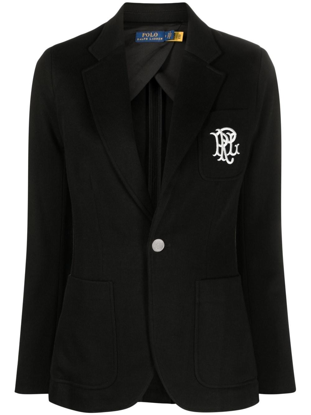 embroidered-logo single-breasted blazer product image