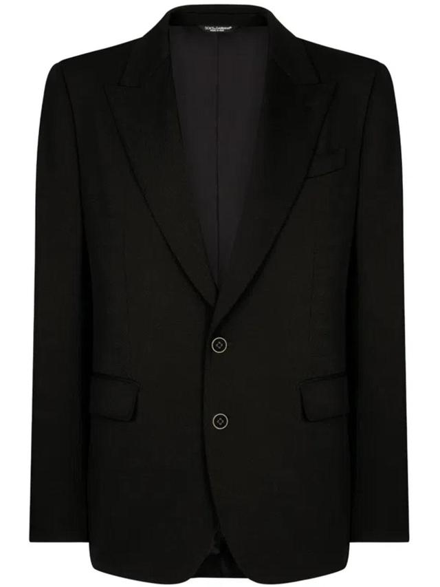 Peak Lapel Single-breasted Jacket In Black Product Image