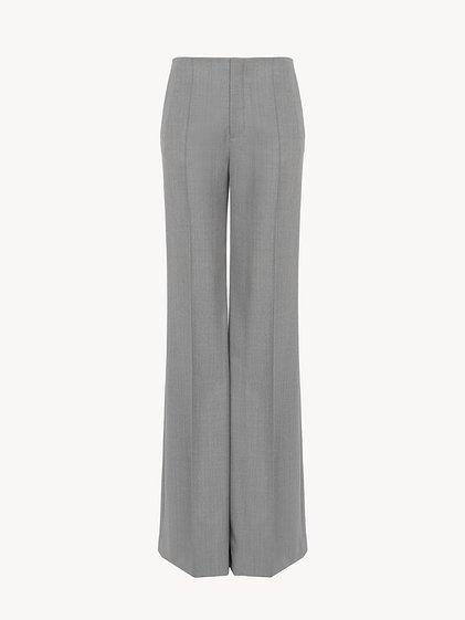 Flare pants in wool grain de poudre Product Image