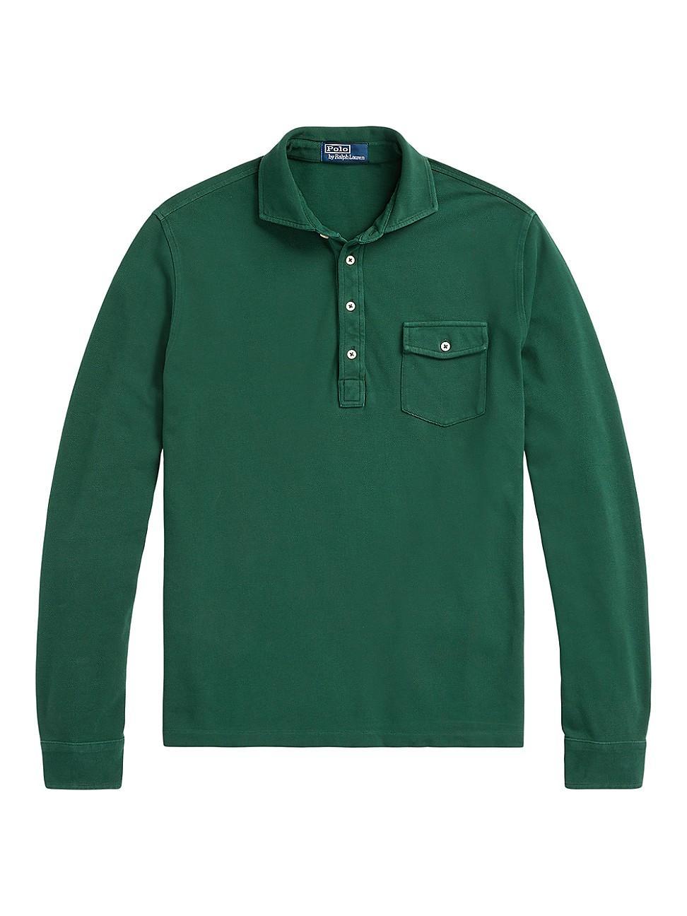 Mens Mesh Long Sleeve Polo Shirt Product Image