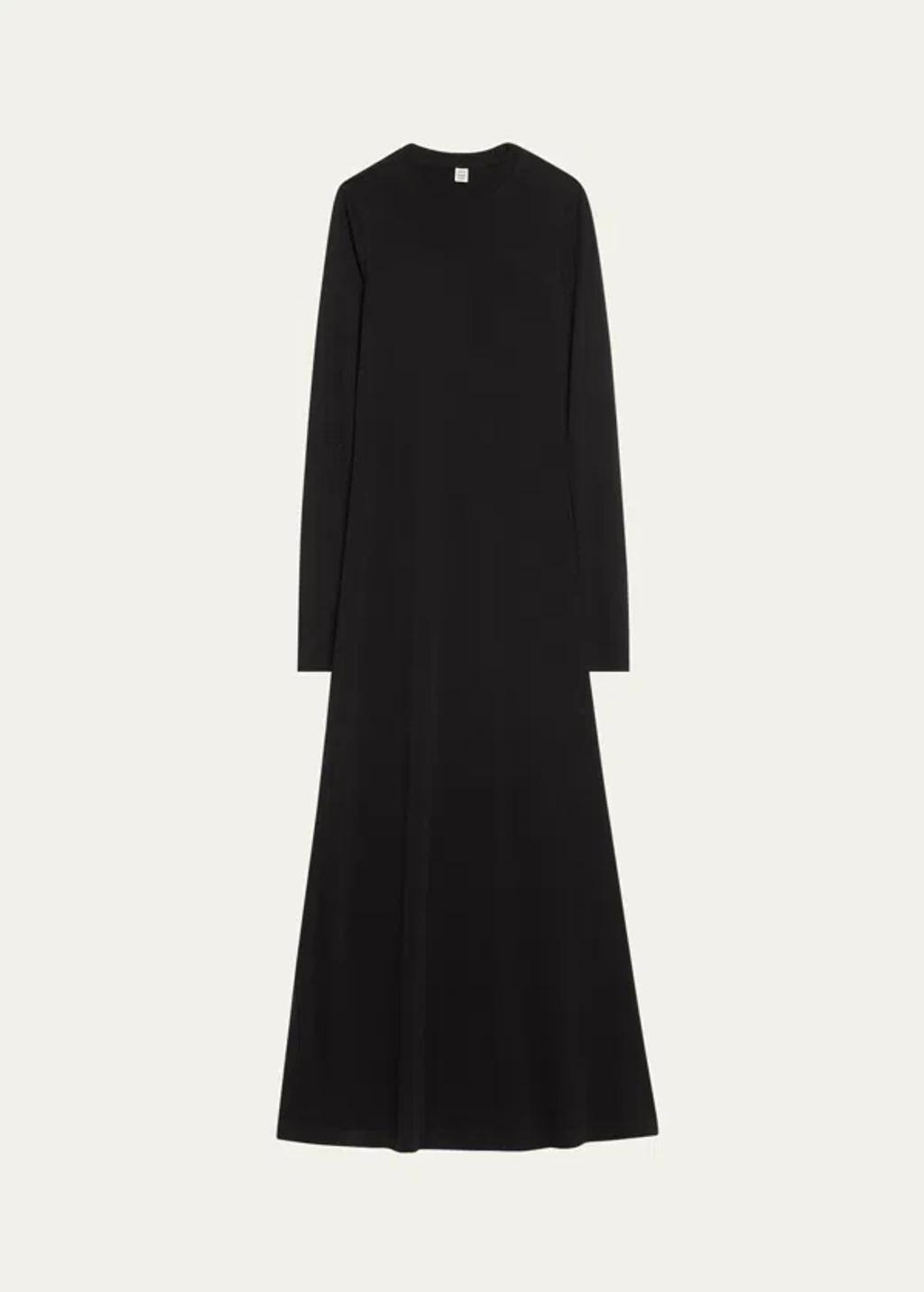 TOTÊME Long-sleeve Jersey Maxi Dress In Black Product Image