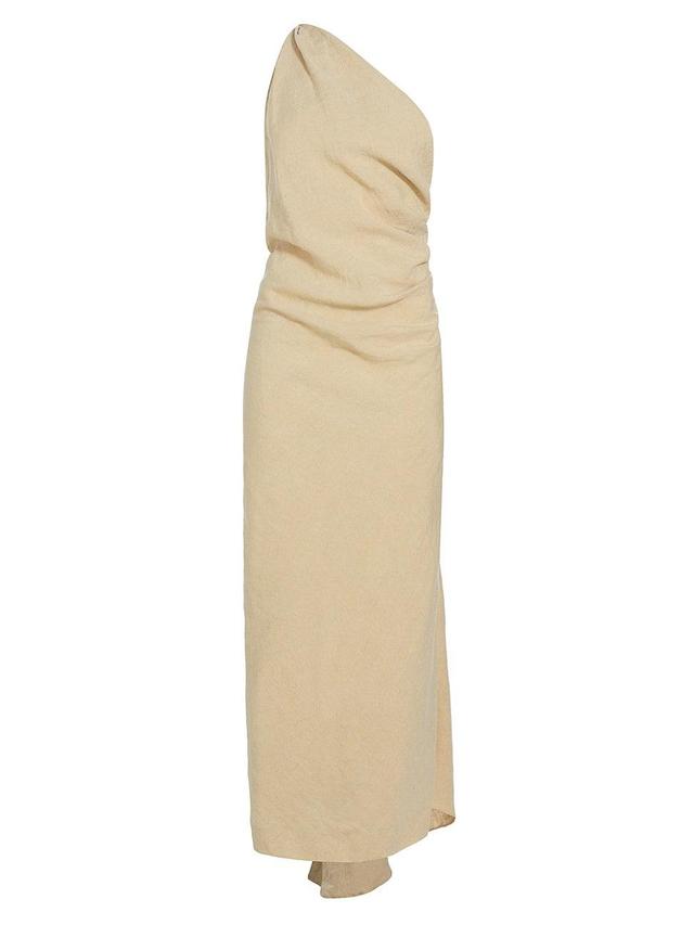 Womens Riya Draped Linen One-Shoulder Maxi Dress Product Image