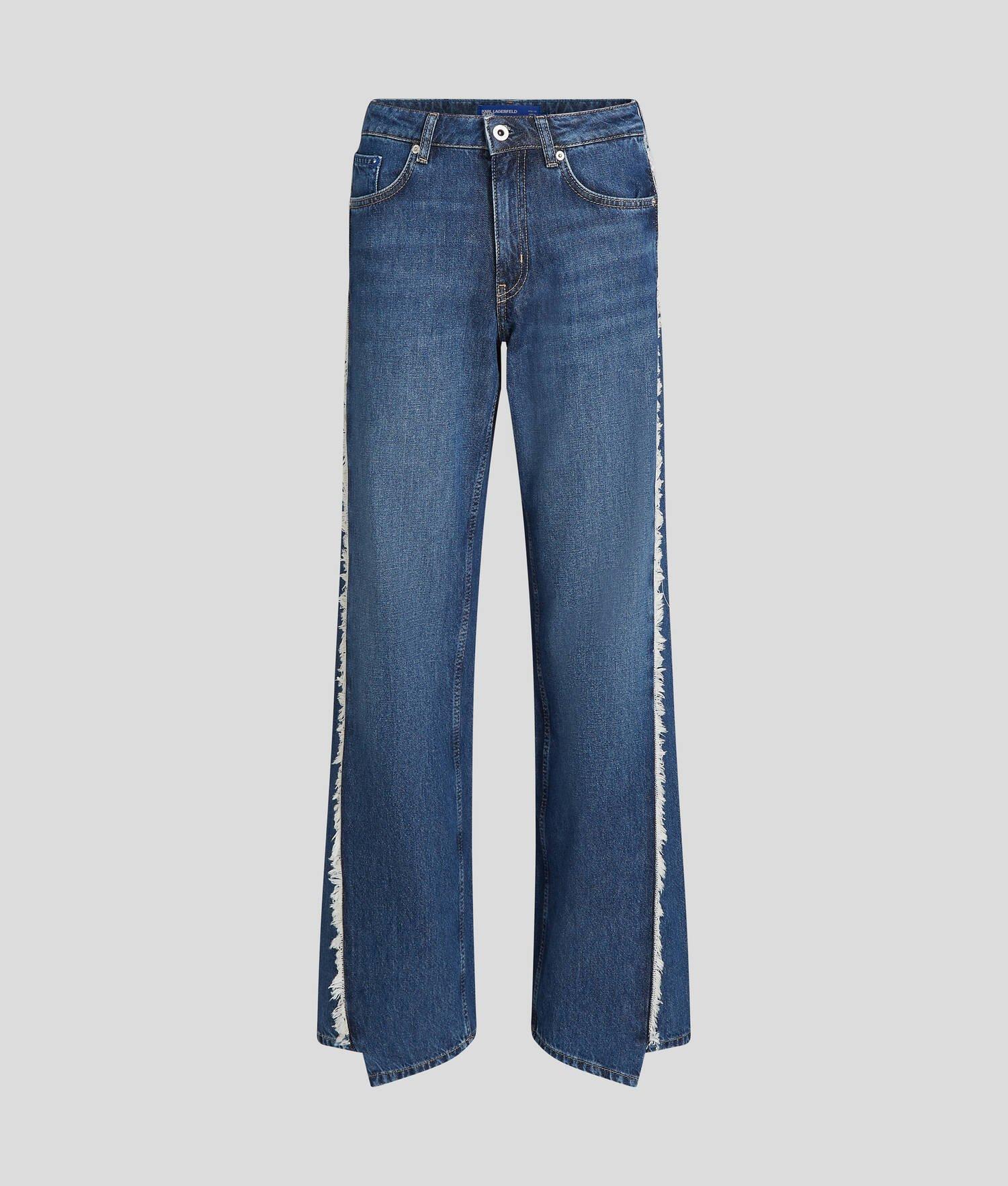 FRINGED MID-RISE RELAXED JEANS Product Image