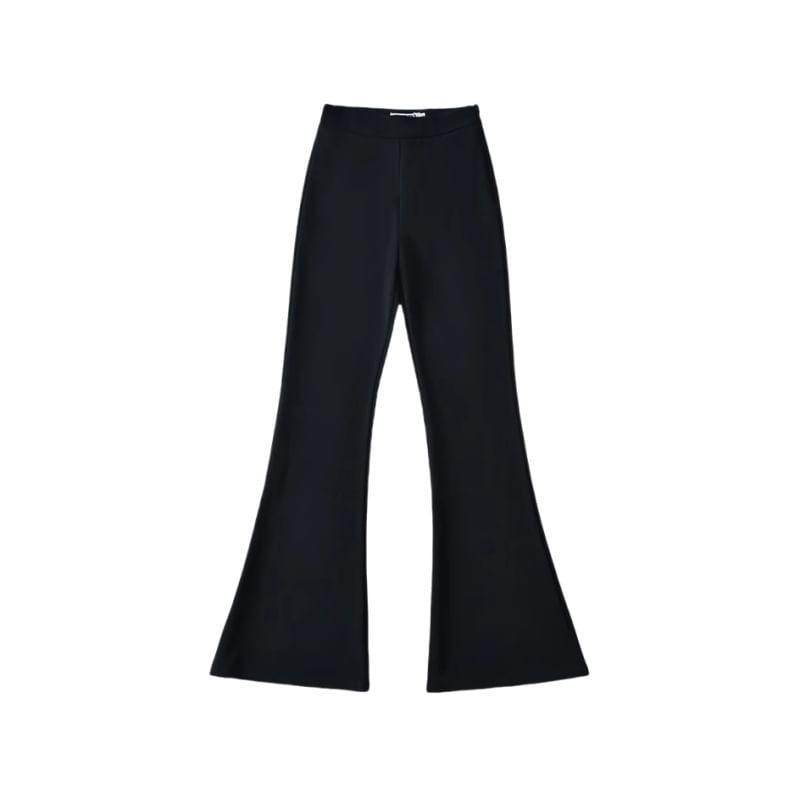 High Rise Plain Flared Pants Product Image