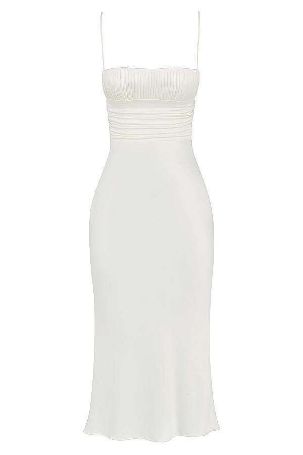 Lois Ivory Satin Corset Midi Dress Product Image