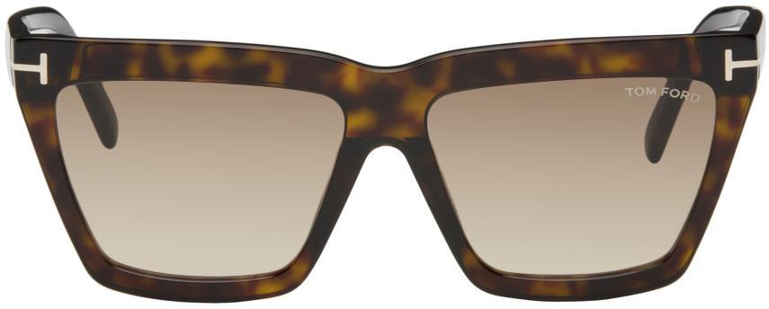 TOM FORD Brown Eden Sunglasses In 52f Dark Havana Grad Product Image