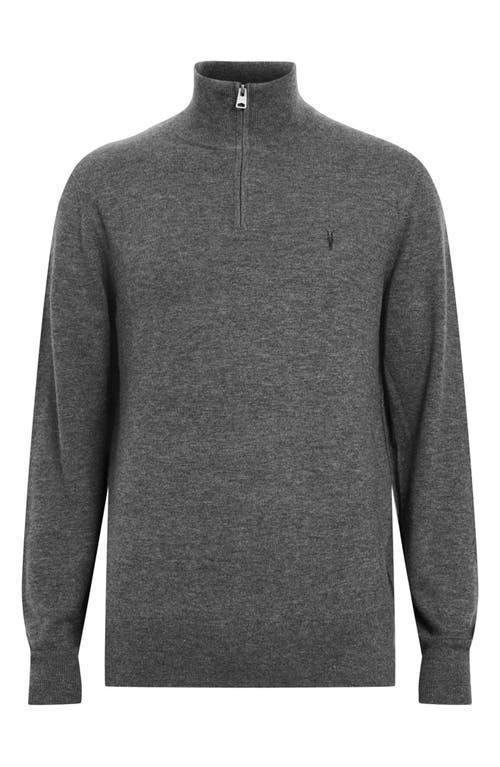 ALLSAINTS Kilburn Zip Funnel Neck Ramskull Jumper In Carter Grey Product Image