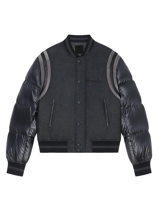 Mens Varsity Jacket In Wool With Puffer Sleeves And Back Product Image