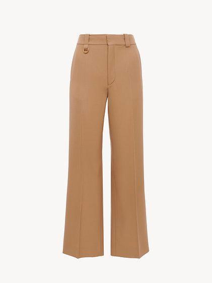 Cropped tailored pants in wool grain de poudre Product Image