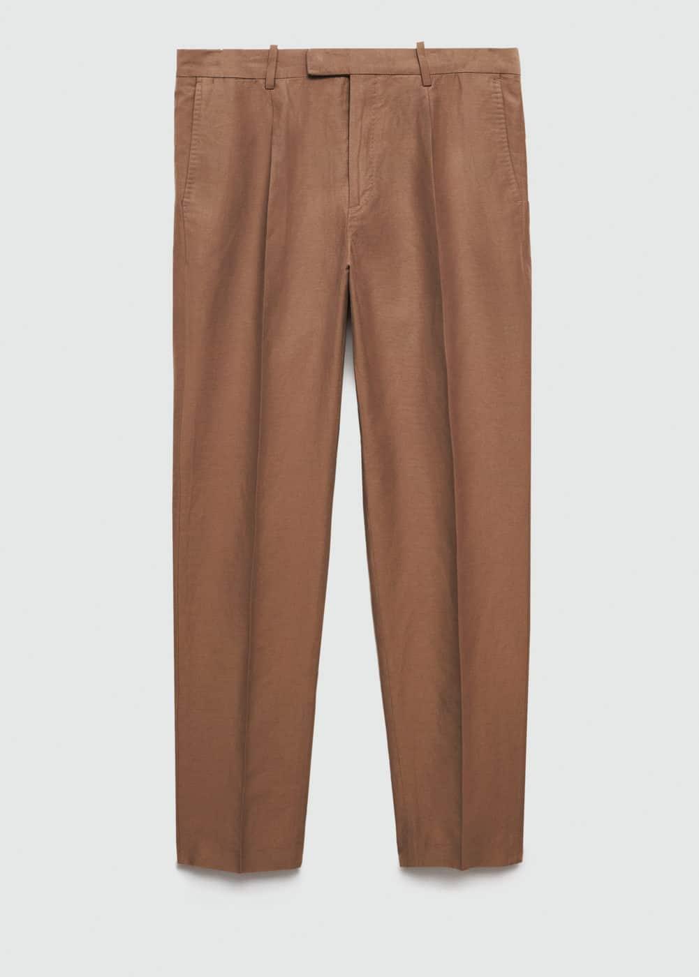 MANGO MAN - Slim fit cotton and linen suit pants burnt orangeMen Product Image