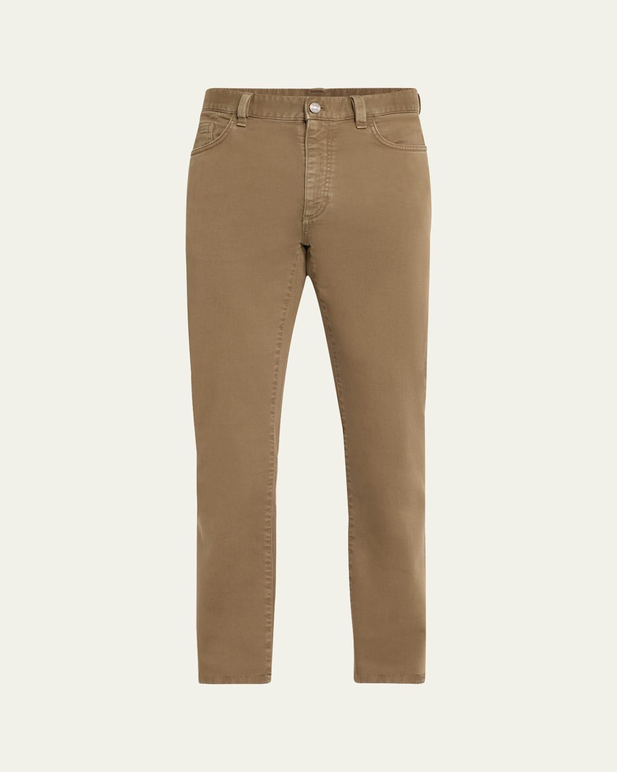 Mens Moss Green Comfort Cotton Jeans Product Image