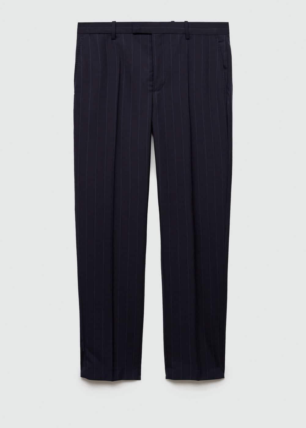 MANGO MAN - Pinstripe virgin wool suit trousers dark navyMen Product Image