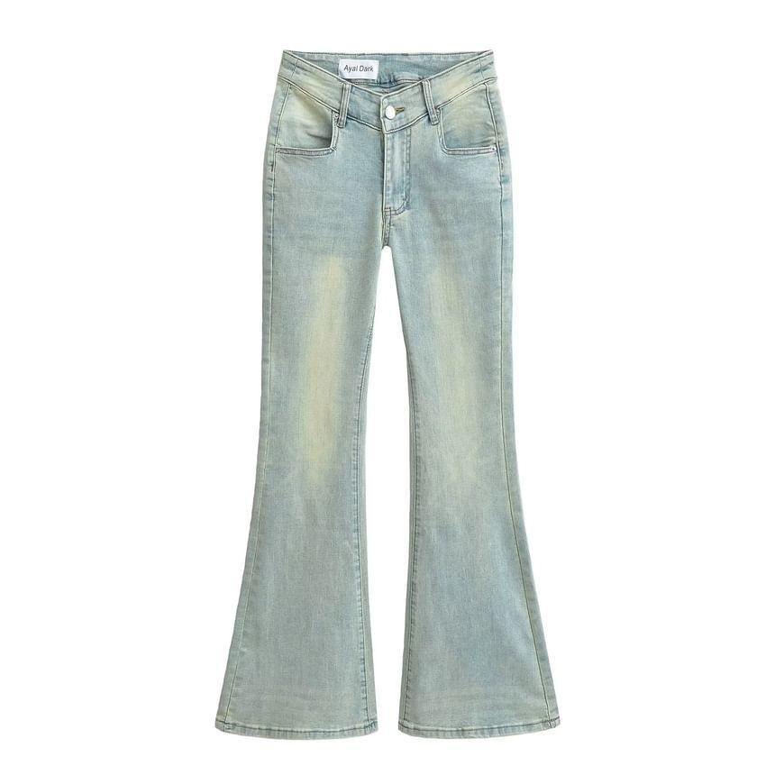 High Rise Washed Flared Jeans Product Image