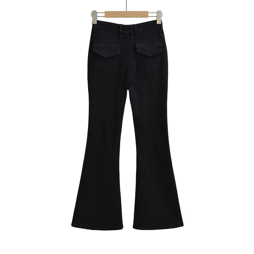 High Rise Washed Flared Jeans Product Image