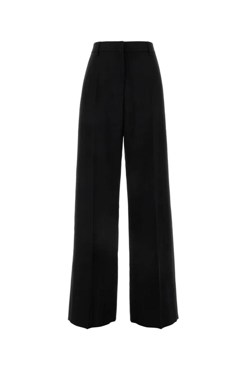 VALENTINO Pleat Detailed Wide Leg Pants In Black product image