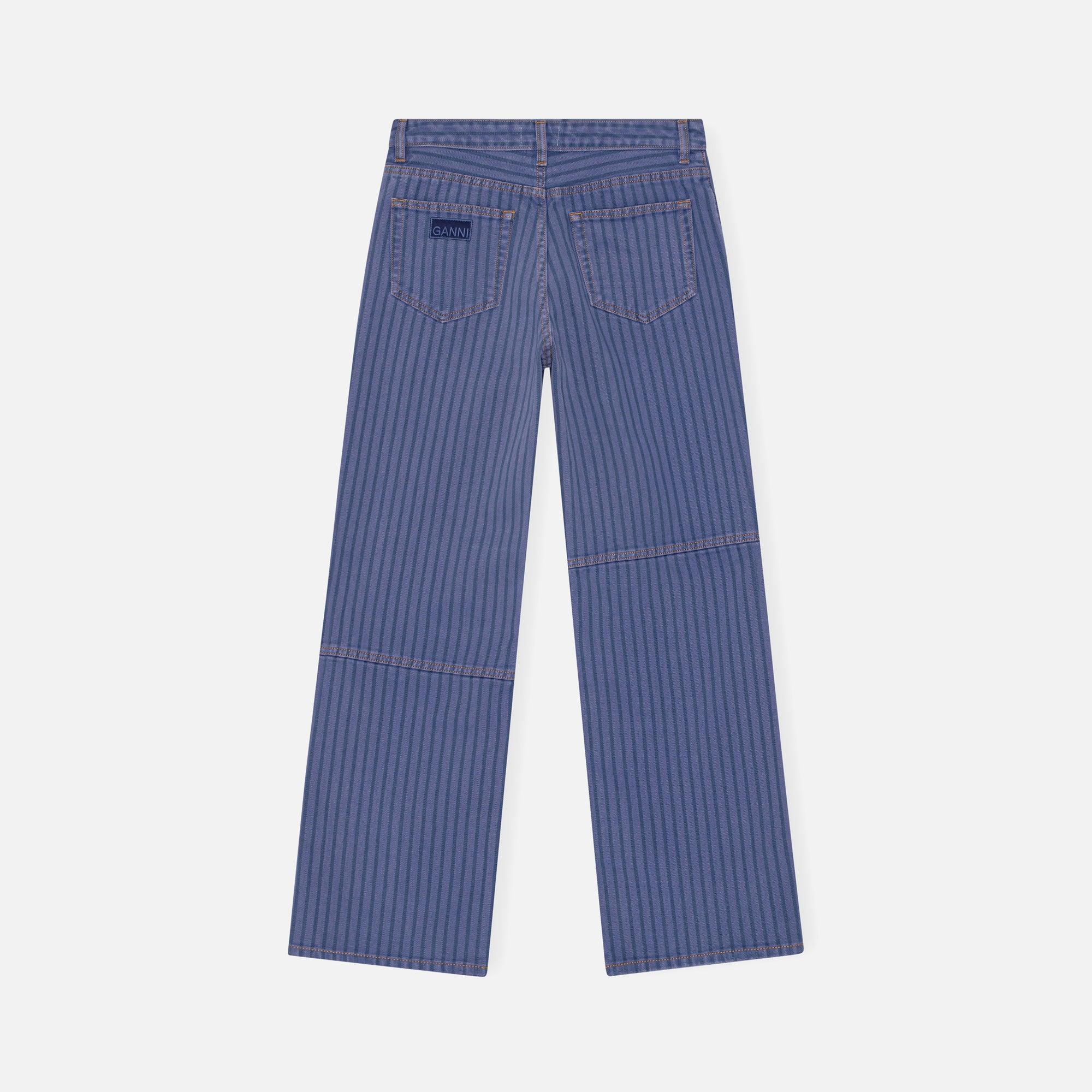 Ganni Stripe Overdyed Denim Pants - Country Blue Female Product Image