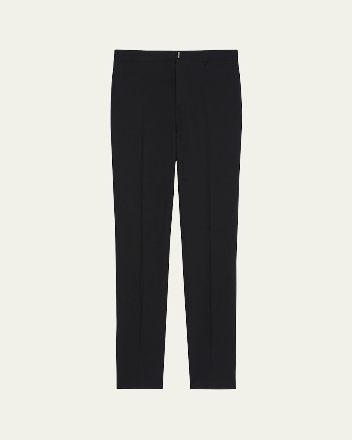 Mens Solid Tapered Wool Trousers Product Image