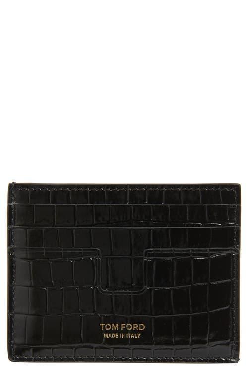 TOM FORD T-Line Croc Embossed Patent Leather Card Holder Embossed Patent Leather Card HolderCrocT-Line Product Image