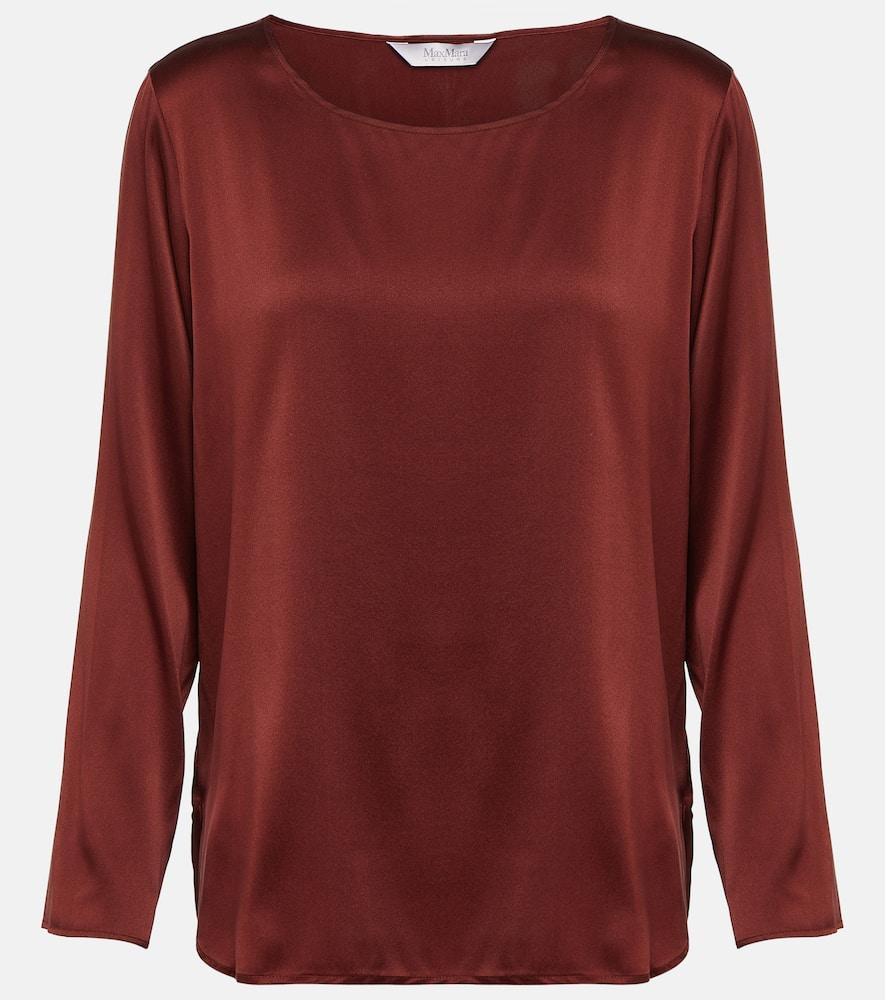 MAX MARA Leisure Moldava Stretch-silk Top In Brown Product Image