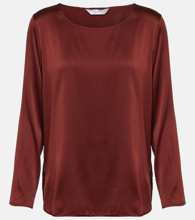 MAX MARA Leisure Moldava Stretch-silk Top In Brown Product Image