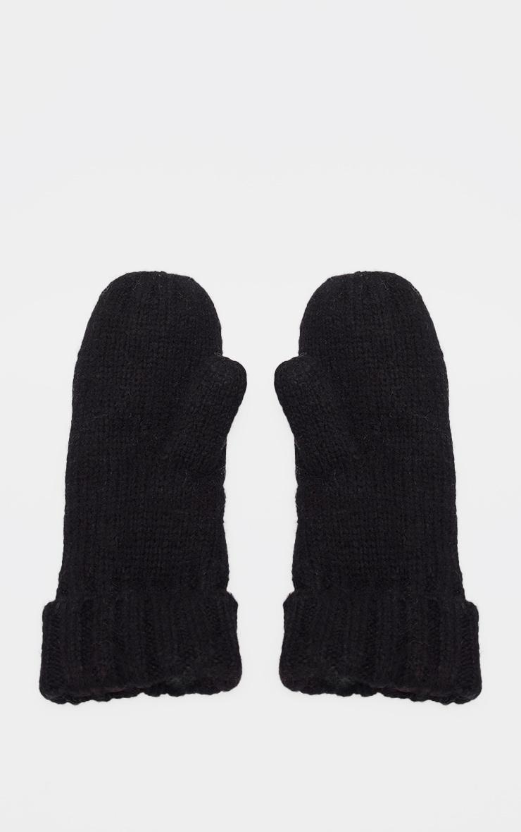  Black Cable Knit Mittens Product Image