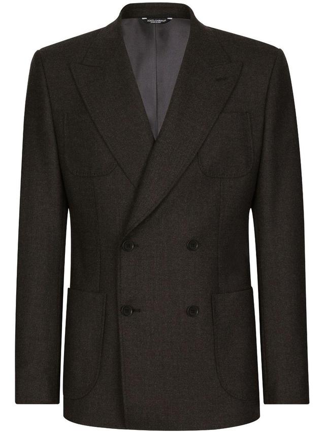 Double-breasted Wool Blazer In Black Product Image