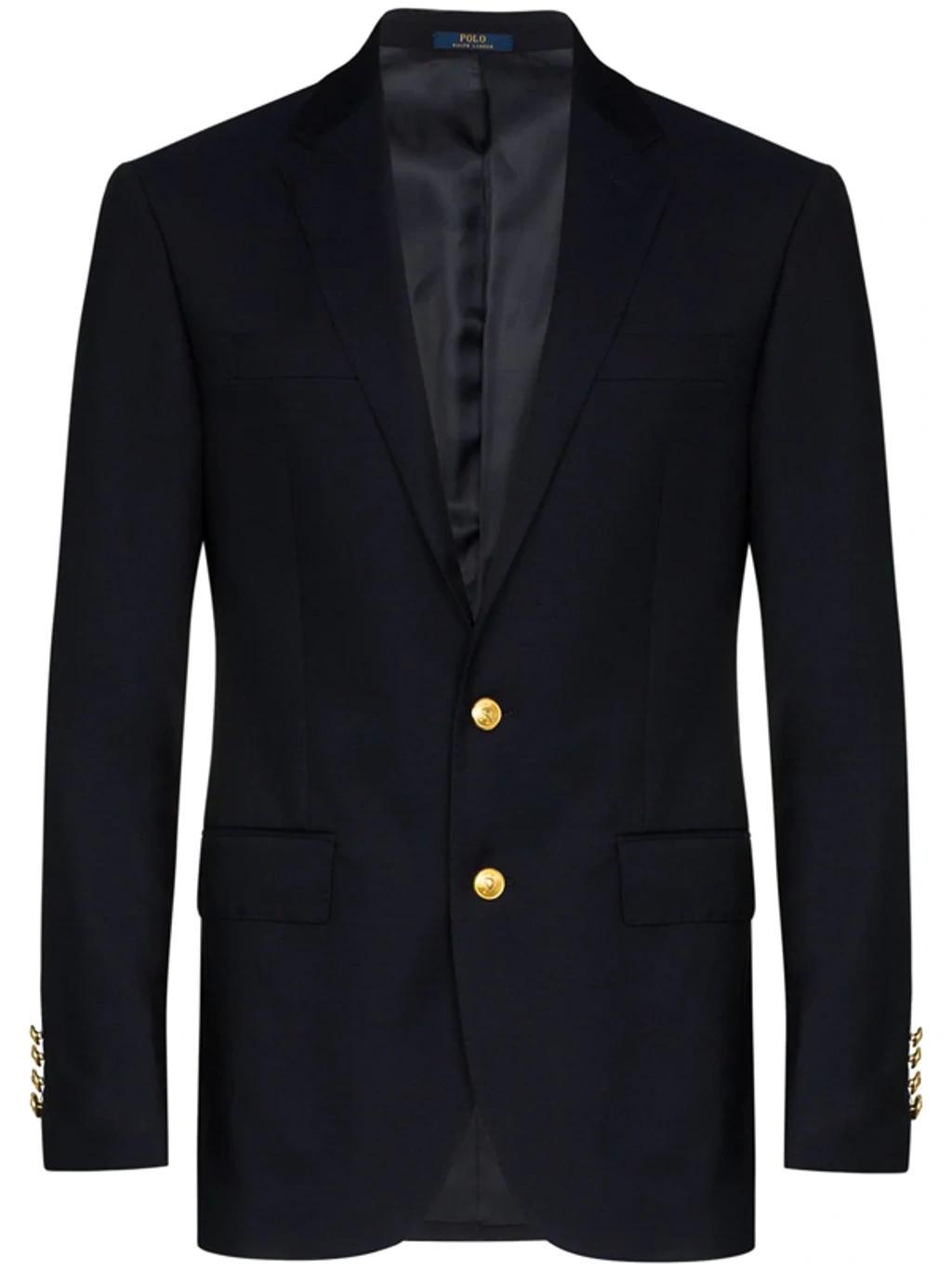 Single-breasted Twill Blazer In Blue Product Image