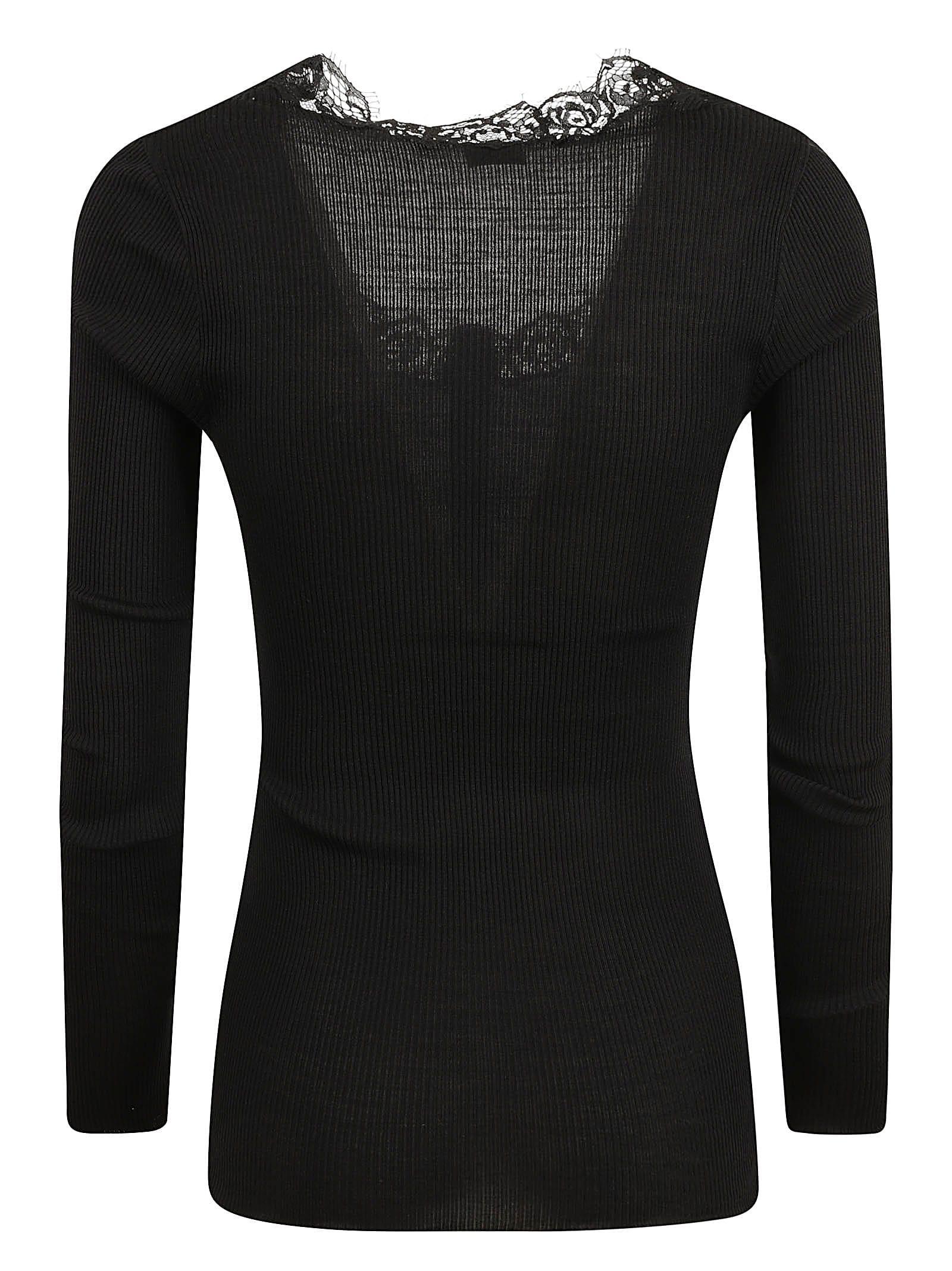 Laced Buttoned Cardigan In Black Product Image