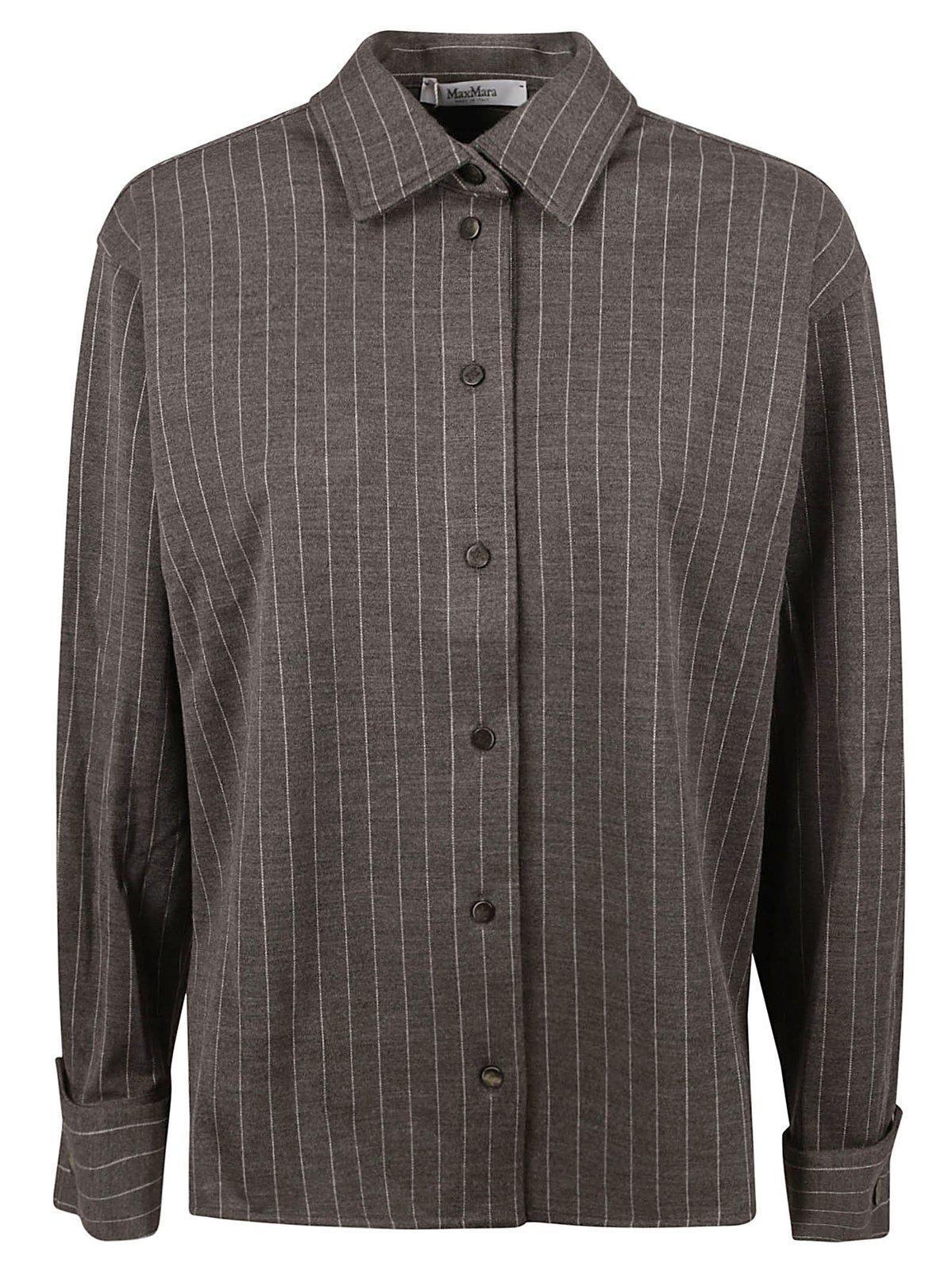 Striped Long-sleeved Shirt In Medium Grey product image