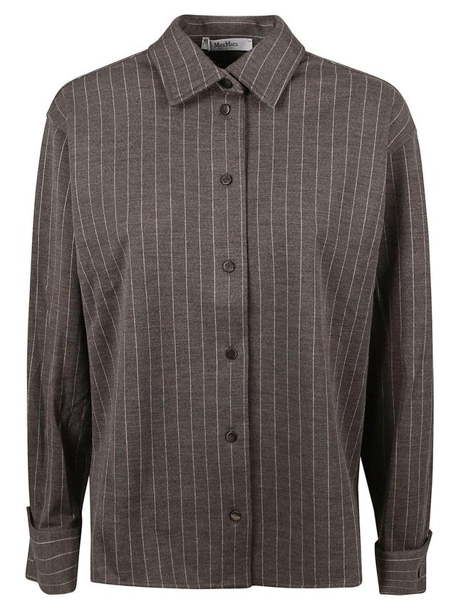 Striped Long-sleeved Shirt In Medium Grey Product Image